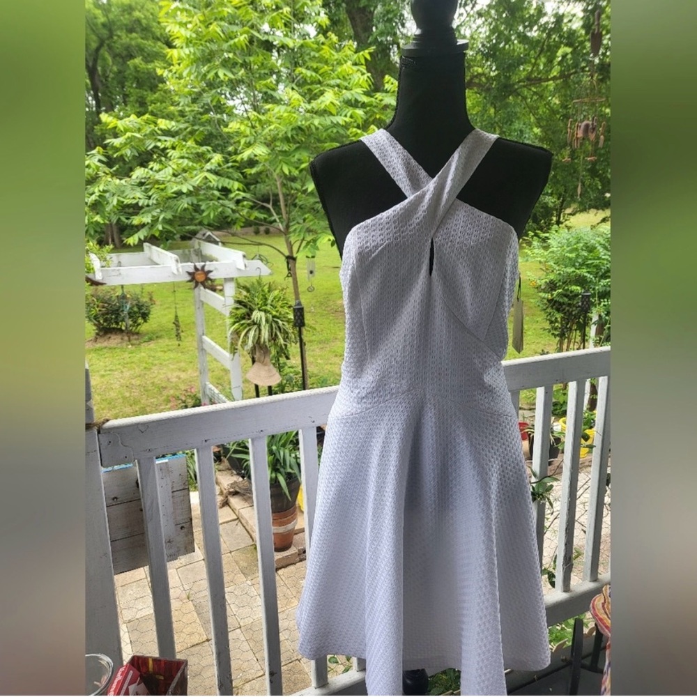 Ali Ro White Asymmetrical Halter Party Dress